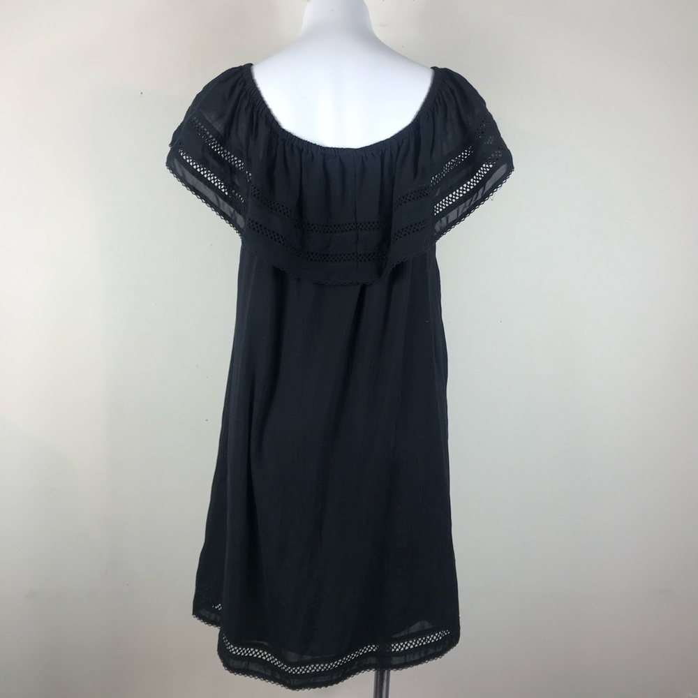Aritzia Wilfred Emmie Off the Shoulder Boho Peasant Coastal Sun Dress Black M - Picture 12 of 16